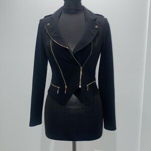 Black asymmetrical zipper blazer